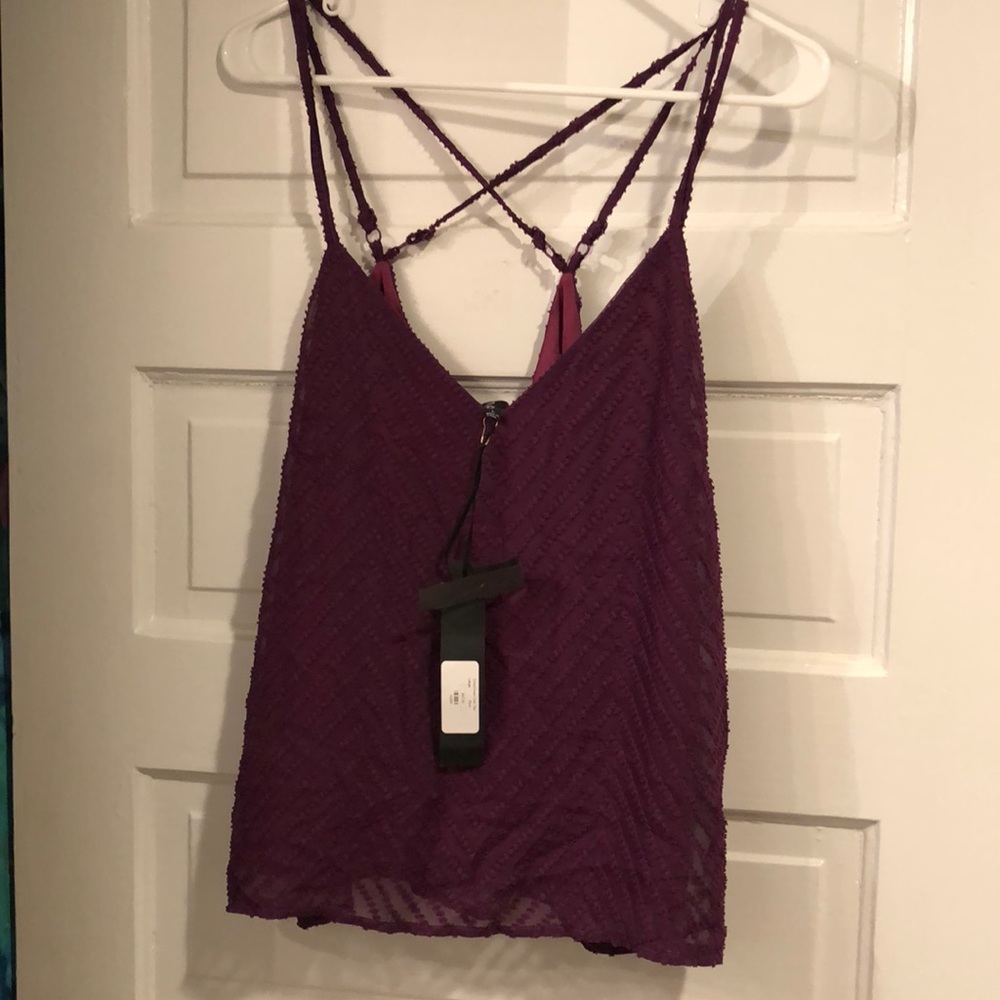 NWT C. Luce CrissCross Plum Crop Top Size large